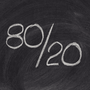 Pareto principle or eighty-twenty rule represented on a blackboard