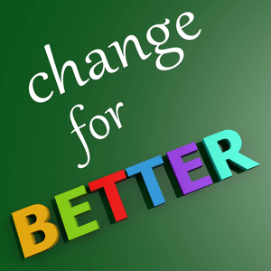Change for better written on a green background