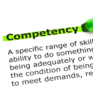Definition of the word competency highlighted with green marker