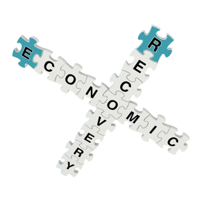 Economic recovery 3D puzzle on white background
