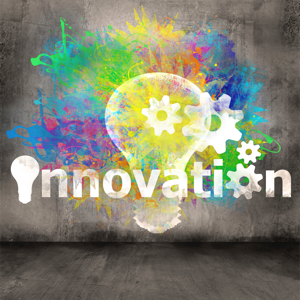 Innovation symbol on a concrete wall background