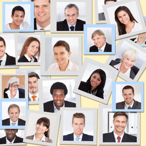 Collage of diverse multiethnic business people smiling