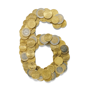 Number 6 in Euro coins