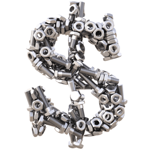 Dollar sign made from nuts and bolts