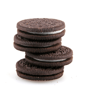 Oreo cookies on a white background