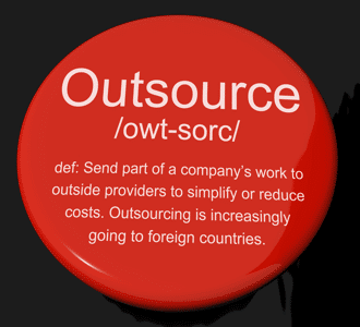 Red outsource definition button