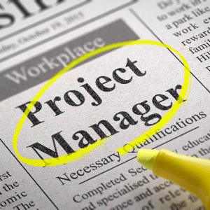 Project manager jobs advert in a newspaper