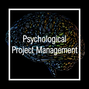 Brain with the words psychological project management superimposed