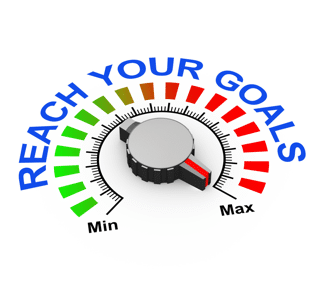 Illustration of knob set at maximum for reach your goal