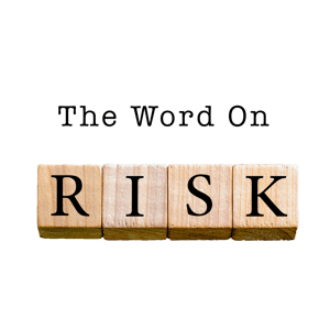 The word risk spelt out in wooden cubes on a white background