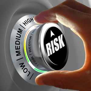 Dial showing three levels of risk management