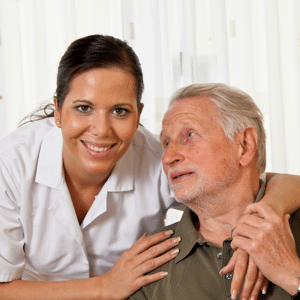A nurse in elderly care for seniors in nursing homes