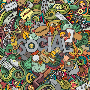 Social media lettering and doodles abstract