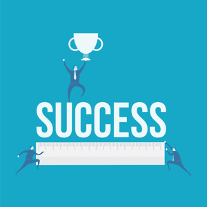 Success concept with ruler and trophy